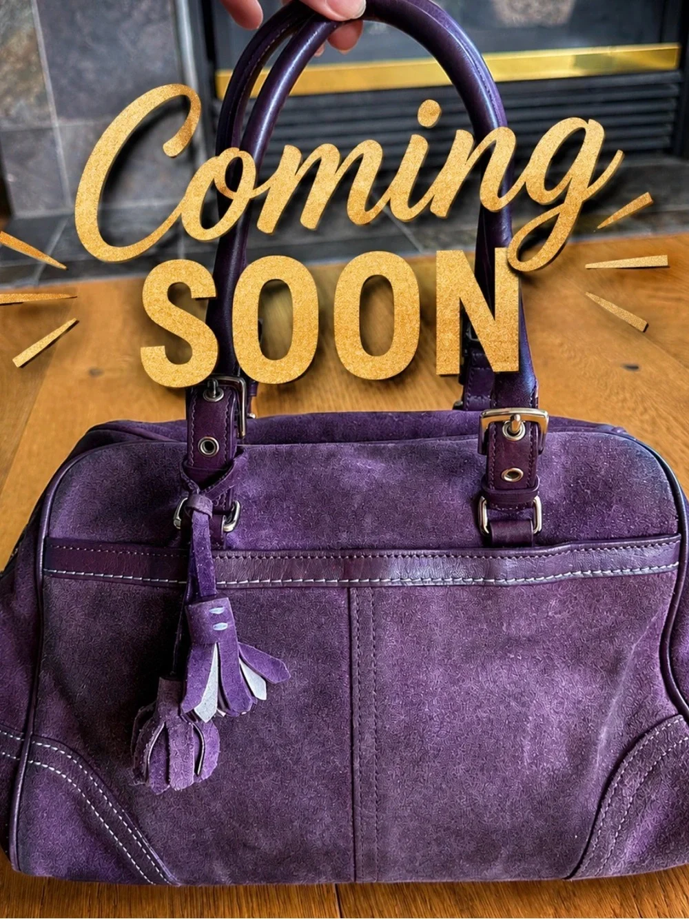 Y2K RARE Coach Vintage Hampton Purple Split Suede Leather Satchel  Bag #8A77